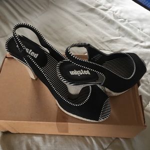 Women Leather and Suede Slingback Heel Open Toe